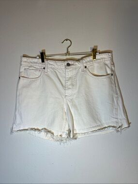 Lucky Brand Boyfriend White Frayed Hem Denim Shorts Contrast Stitching 10 30